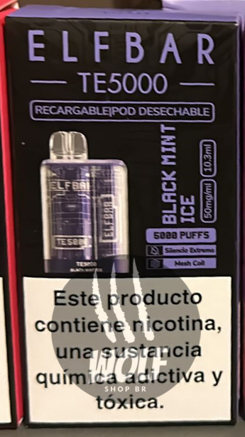 Elf Bar TE5000 Black Mint Ice Pod Descartável