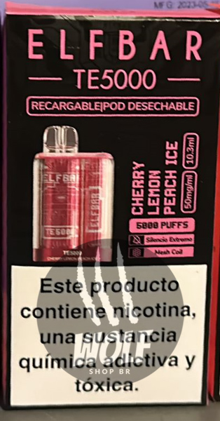 Elf Bar TE5000 Cherry Lemon Peach Ice Pod Descartável
