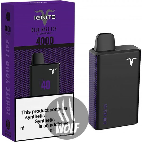 IGNITE V40 - 4000 Puffs - Blue Razz Ice - Pod Descartável