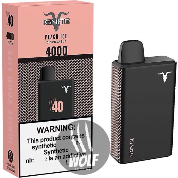 Ignite V40 Peach Ice Pod Descartável Recarregável 4000 Puffs