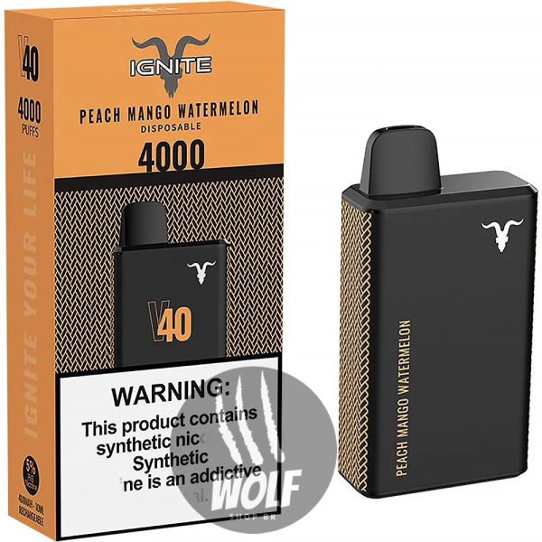 Ignite V40 Peach Mango Watermelon Pod Descartável Recarregável 4000 Puffs