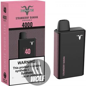 IGNITE V40 - 4000 Puffs - Strawberry Banana - Pod Descartável - Recarregável