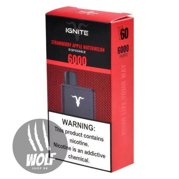 Ignite V60 Strawberry Apple Watermelon Pod Descartável 6000 Puffs