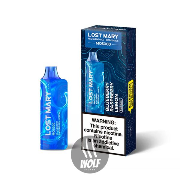 Pod Descartável Lost Mary MO5000 Sabor Blueberry Raspberry Lemon na Wolf