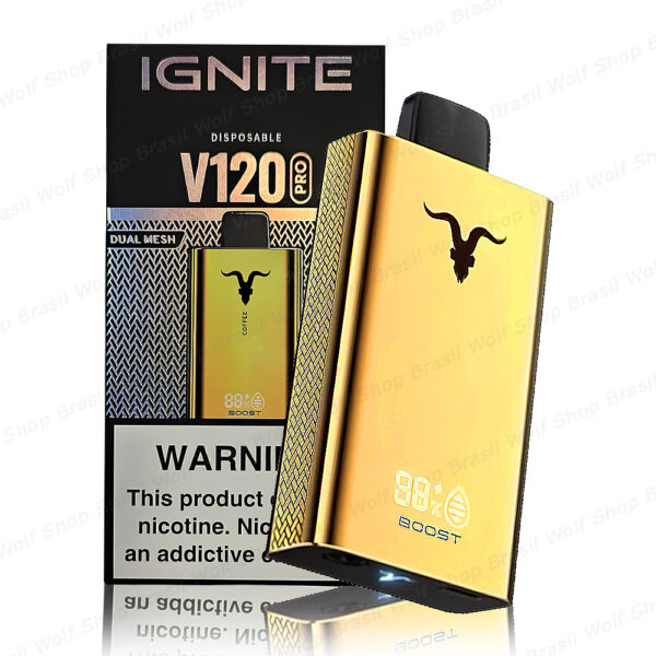 Principal Pod Descartável IGNITE V120 PRO Gold na Wolf Shop Brasil